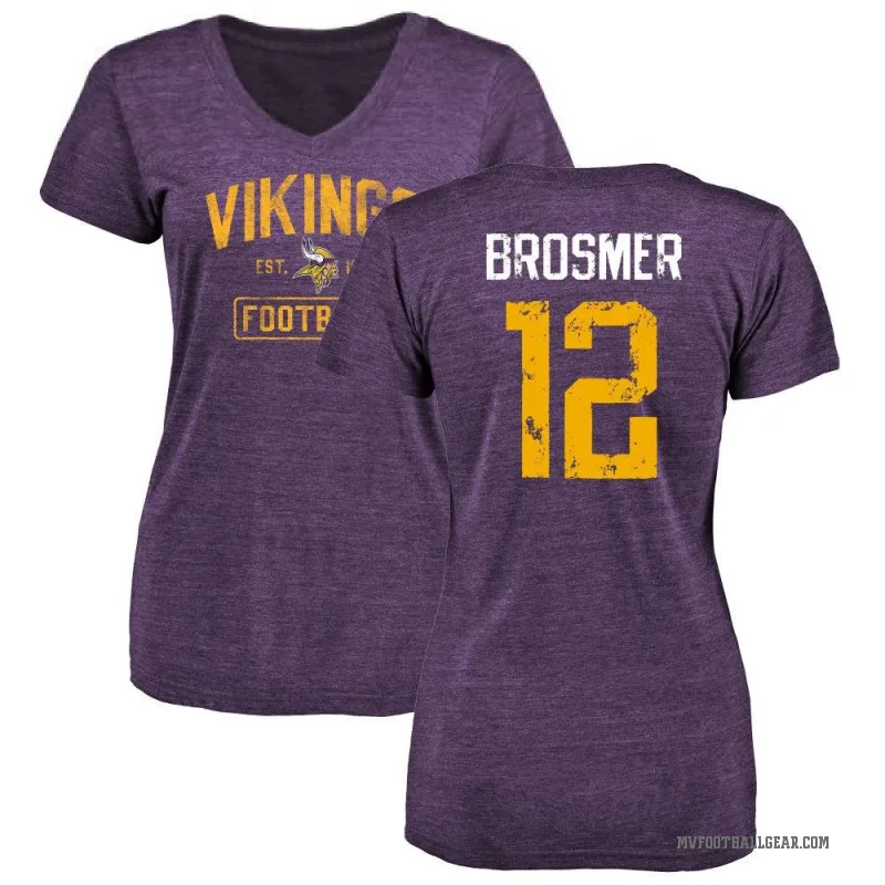 Max Brosmer Women's Purple Minnesota Vikings Distressed V-Neck T-Shirt