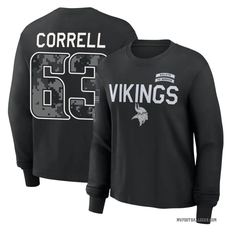 Zeke Correll Women's Black Minnesota Vikings 2026 Salute to Service Sideline Long Sleeve T-Shirt