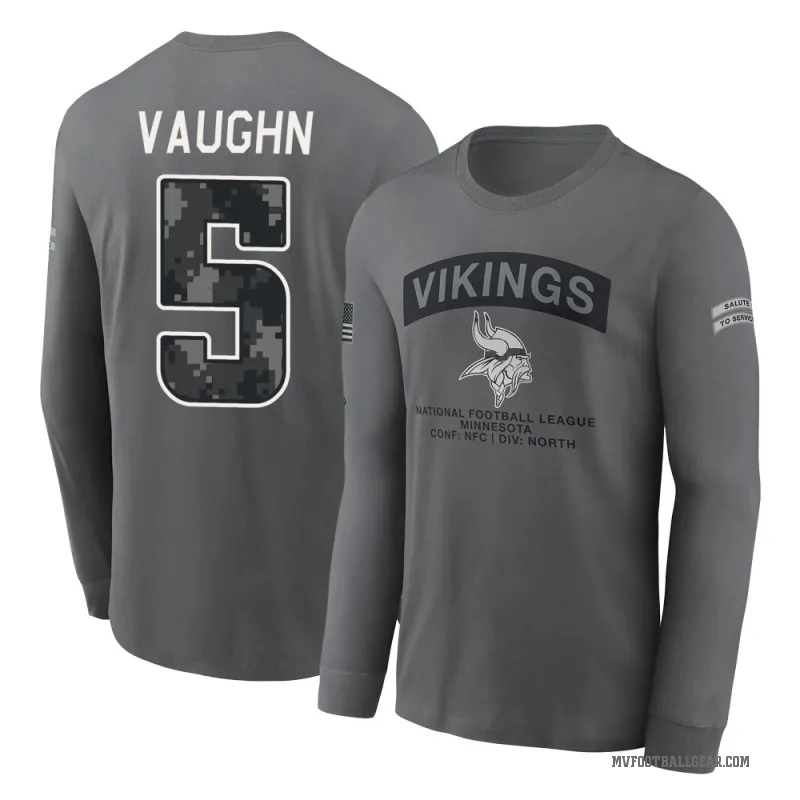 Zemaiah Vaughn Men's Gray Minnesota Vikings 2026 Salute to Service Long Sleeve T-Shirt