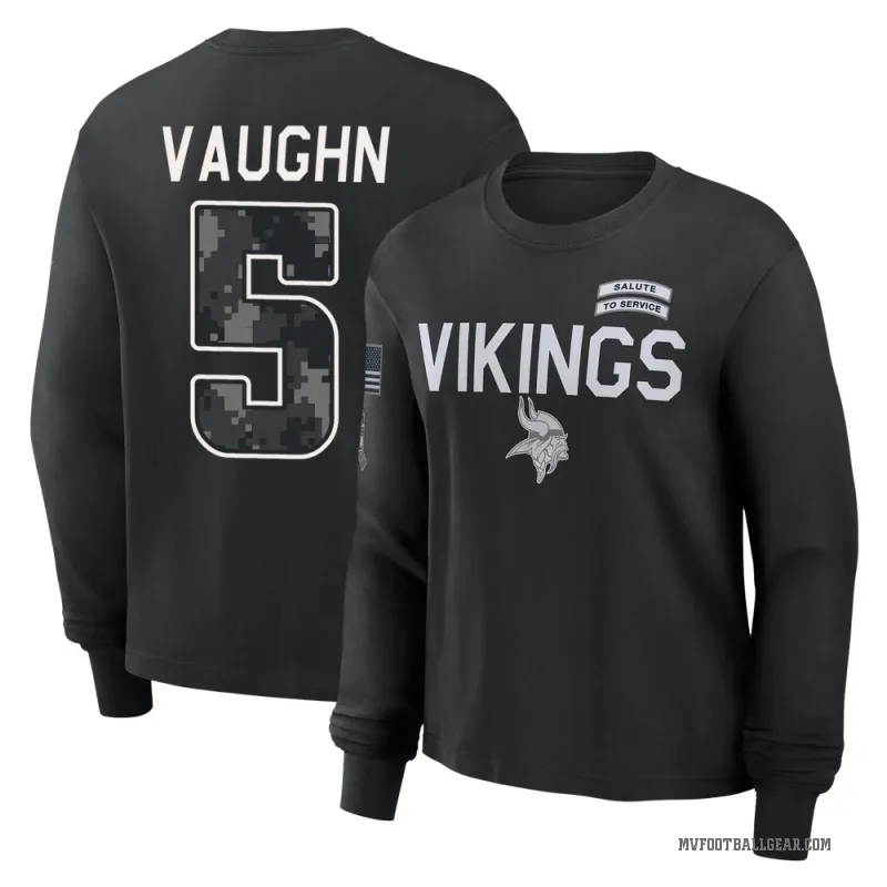 Zemaiah Vaughn Women's Black Minnesota Vikings 2026 Salute to Service Sideline Long Sleeve T-Shirt